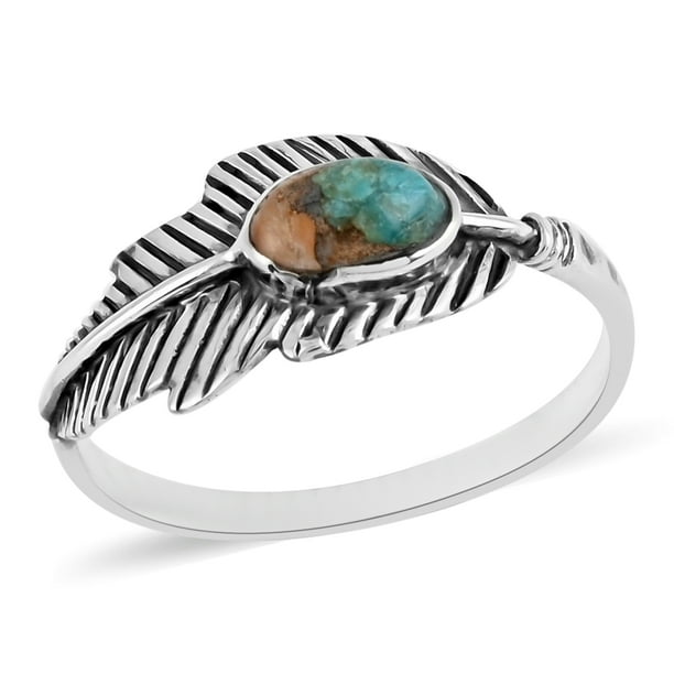 Vintage 925 Silver Solitaire Turquoise Ring for Women Wedding Engagement Gift